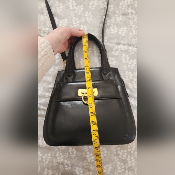 Salvatore Ferragamo Vintage Black Satchel with Gold Accents - Picture 14 of 16